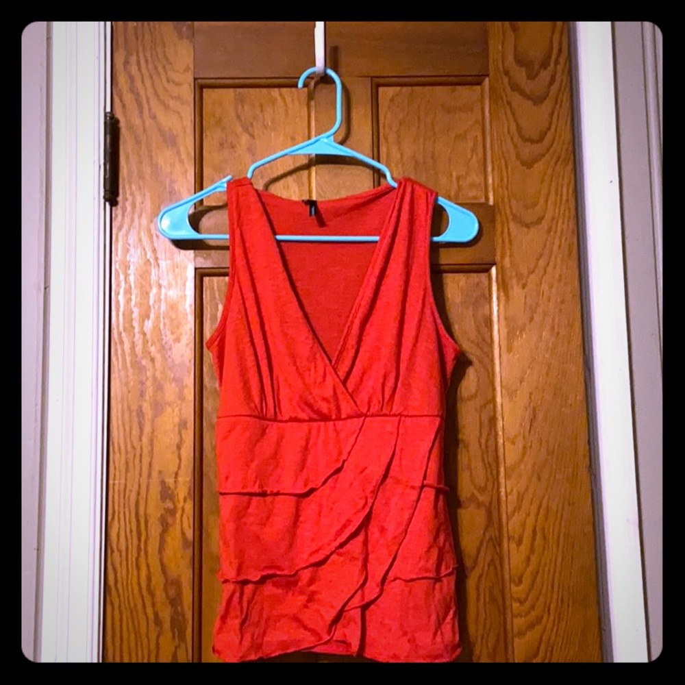 Red V Neck Tank Top